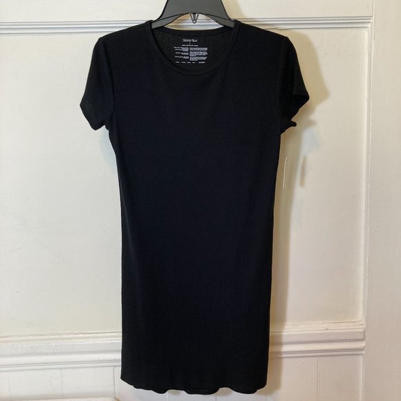 NWT Skarlett Blue Size Large Black Pima Cotton Knit Daydream Mini Tee Slip Dress - Picture 2 of 8